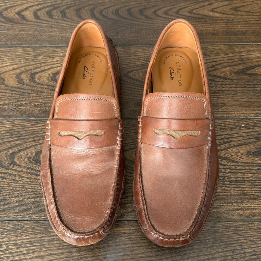 Clarks Men's‎ Ashmont Way Leather Casual Slip-On Loafer Cognac Size 10 M